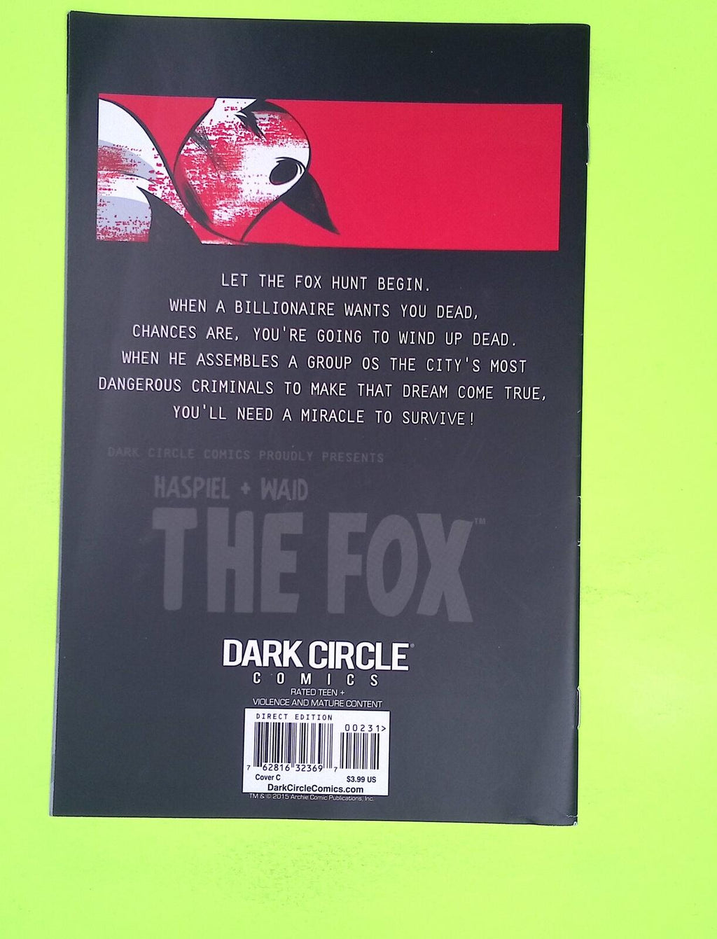 Fox #2c Vol. 2 Dark Circle Comics Variant High Grade Comic Book K99-19