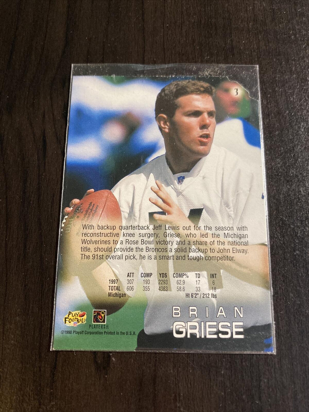 Brian Griese ABSOLUTE CARD NFL 1998 T7-306