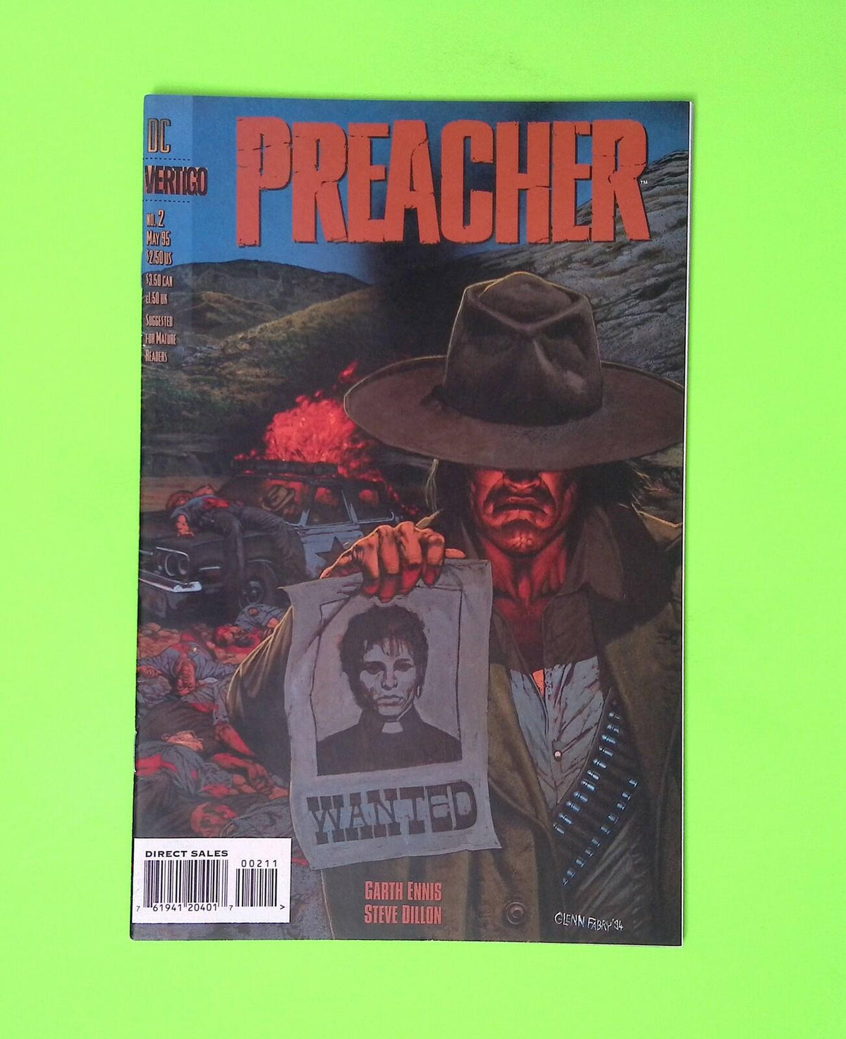 Preacher #2 1995 Vertigo 1st App High Grade Comic Book B49-215