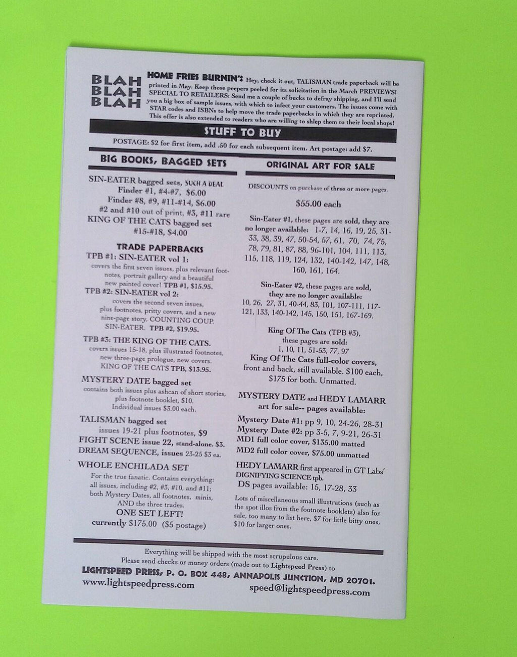 Finder #25 Lightspeed Press High Grade Comic Book X93-26