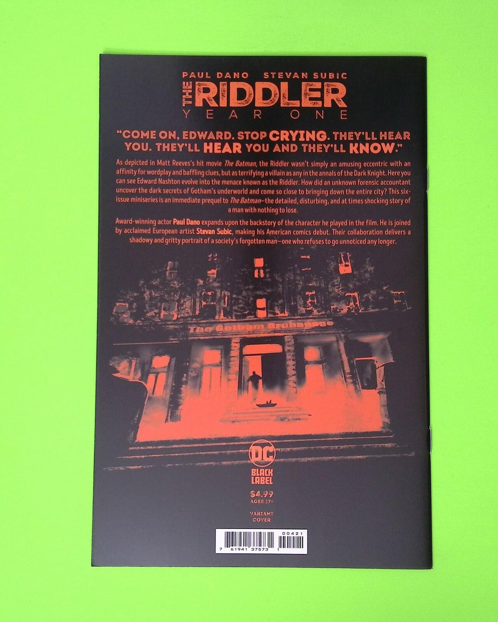 Riddler Year One #4b 2023 DC Black Label Variant High Grade Comic Book B40-56