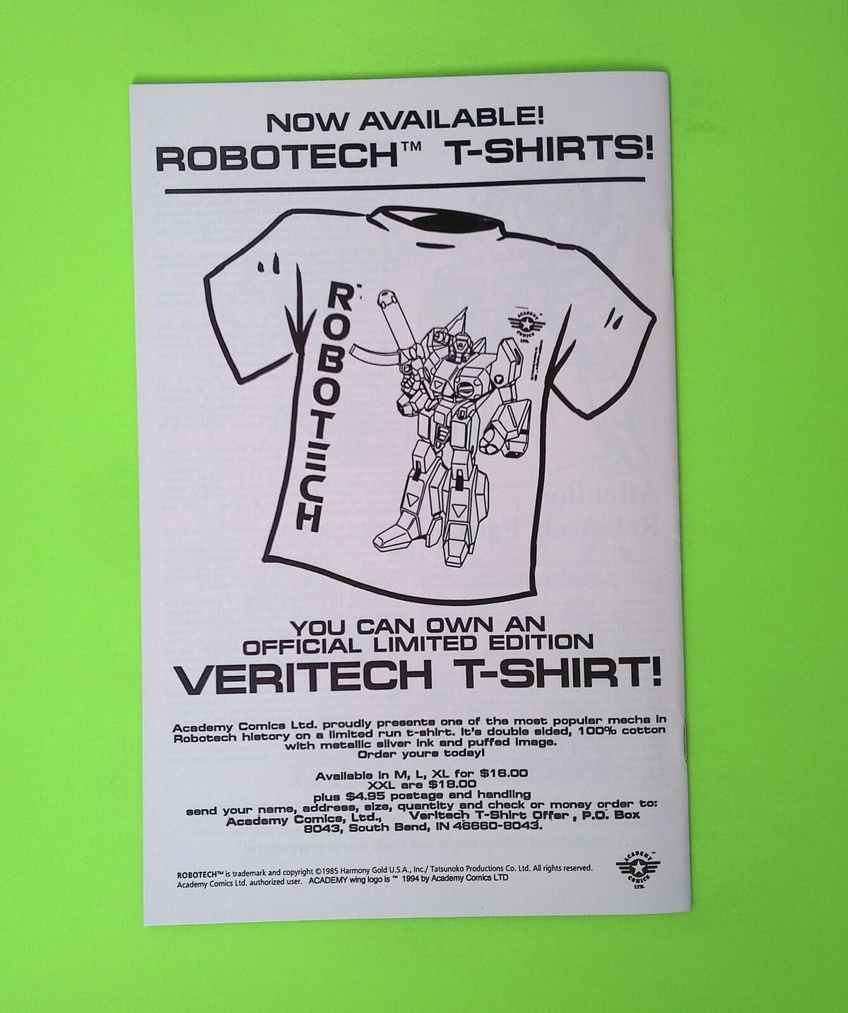 Robotech Clone #1 Academy Comics Special Higher Grade Comic Book W338-51
