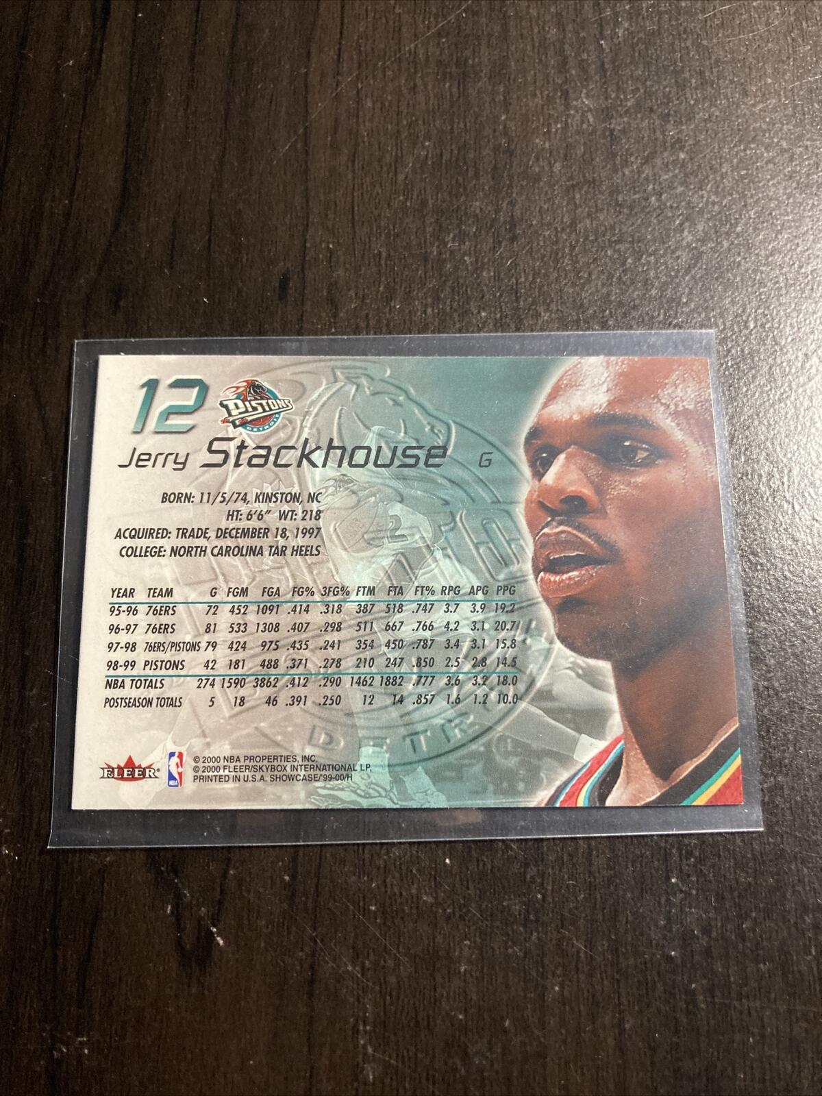 Jerry Stackhouse FLAIR SHOWCASE REFRACTOR CARD FLEER NBA 2000 T8-246