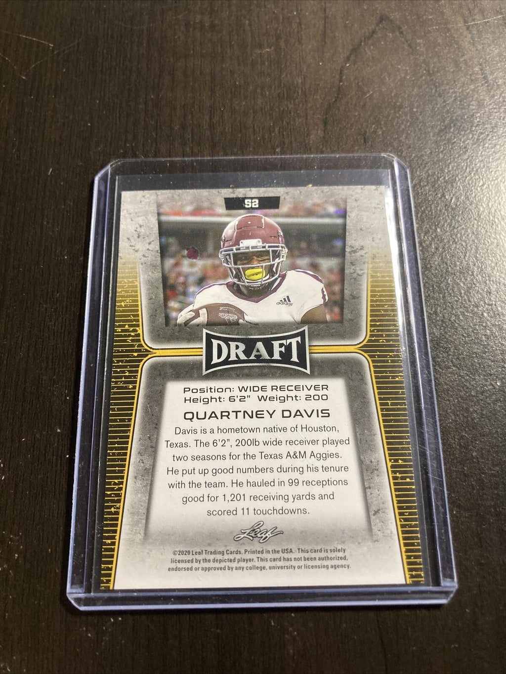 Quartney Davis LEAF ROOKIE CARD DRAFT 2020 T10-367