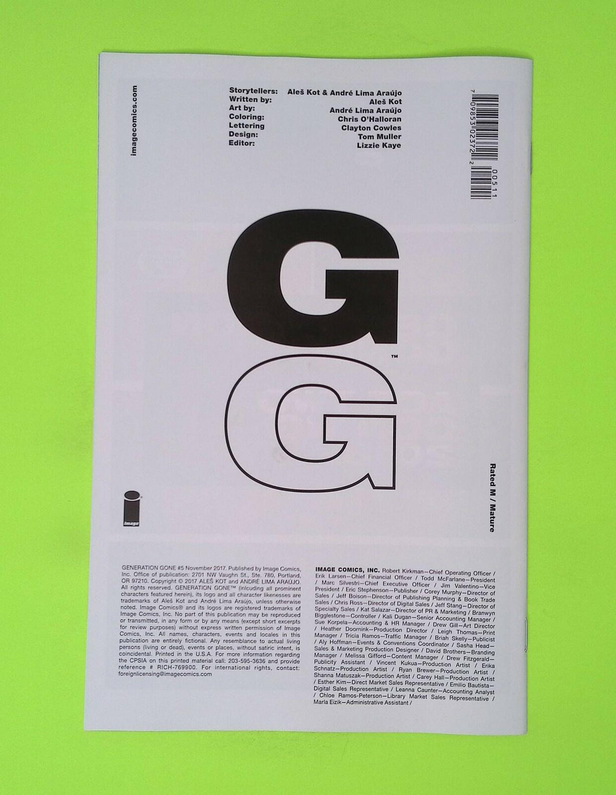 Generation Gone #5 2017 Image Comics High Grade Comic Book W140-272
